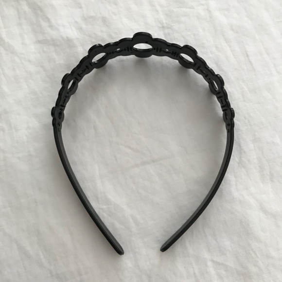 Girl's Flower Headband Black White Polka Dot - Picture 6 of 6